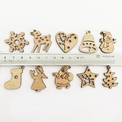 Wooden Christmas Decoations 50Pcs