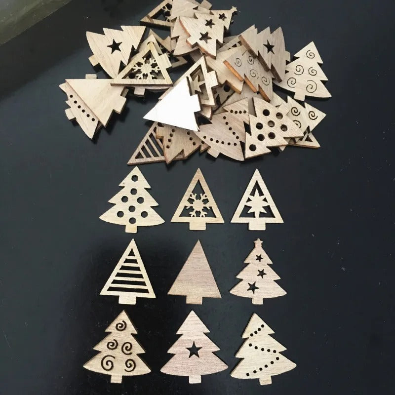 Wooden Christmas Decoations 50Pcs