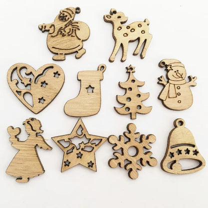 Wooden Christmas Decoations 50Pcs